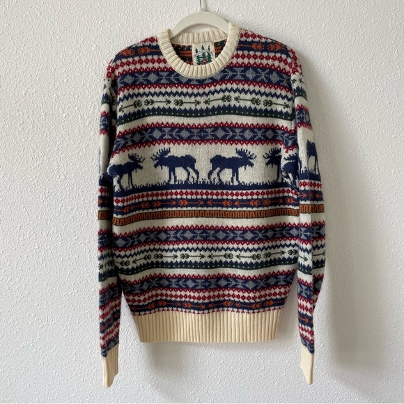 The Great Moose Sweater Cozy Cabin Size XS Outdoor Fair Isle Knit Preppy Animal - Picture 6 of 6